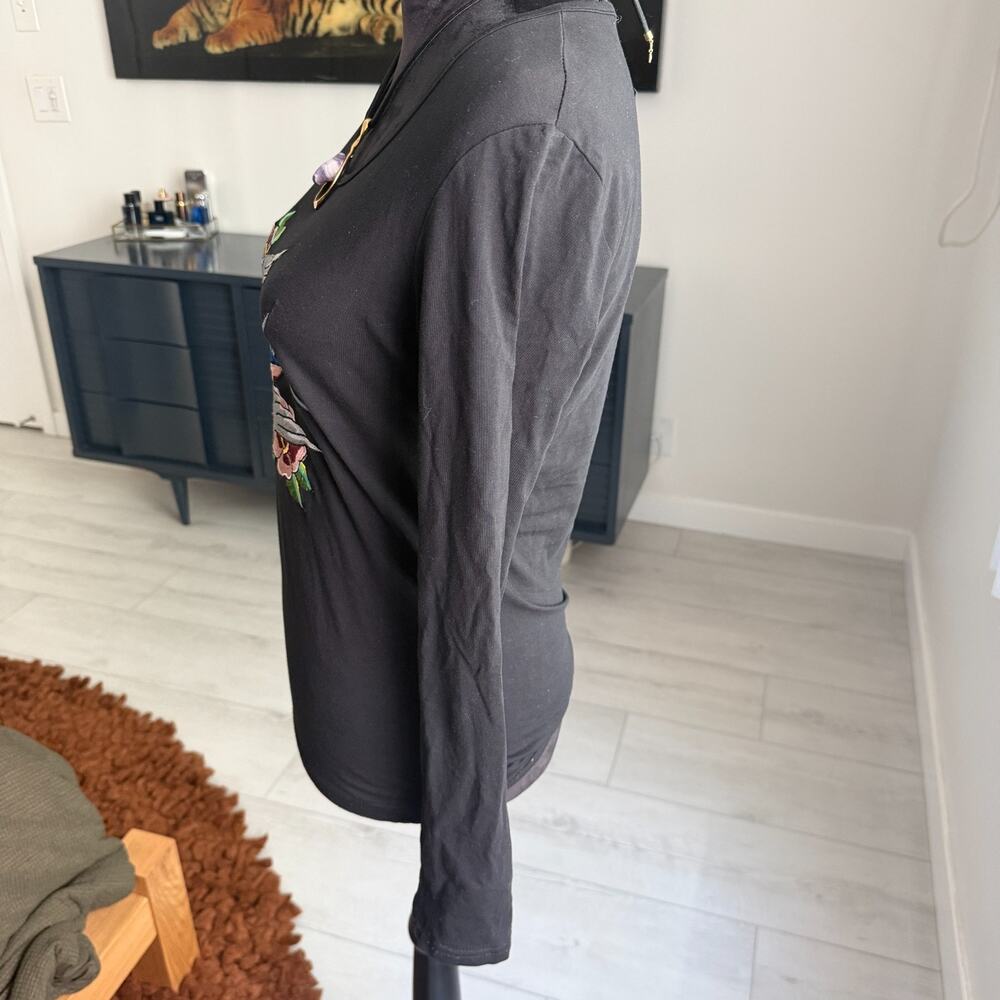 Vintage Y2K Custo Barcelona Bird Embroidered Long Sleeve Top Women's Size 2 - Picture 3 of 7